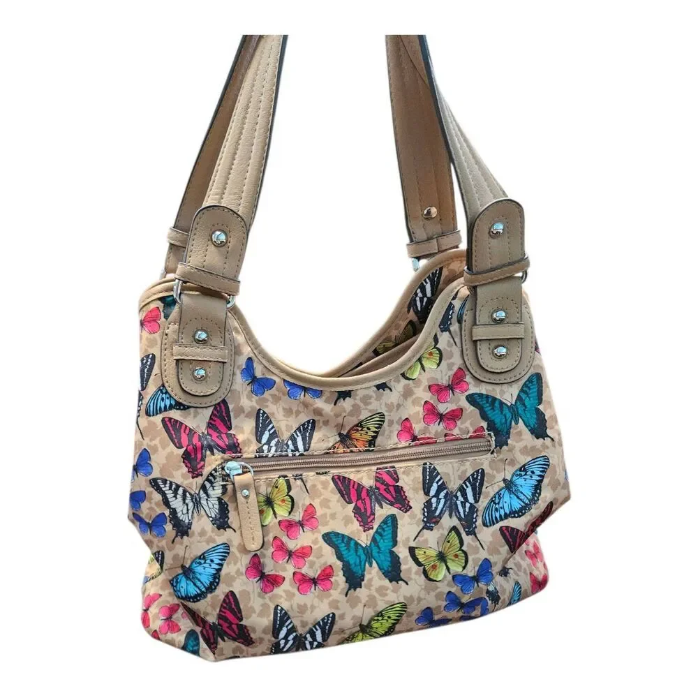 Tyler Rodan Butterfly Purse Shoulder Bag Medium sized Tan - Picture 5 of 14